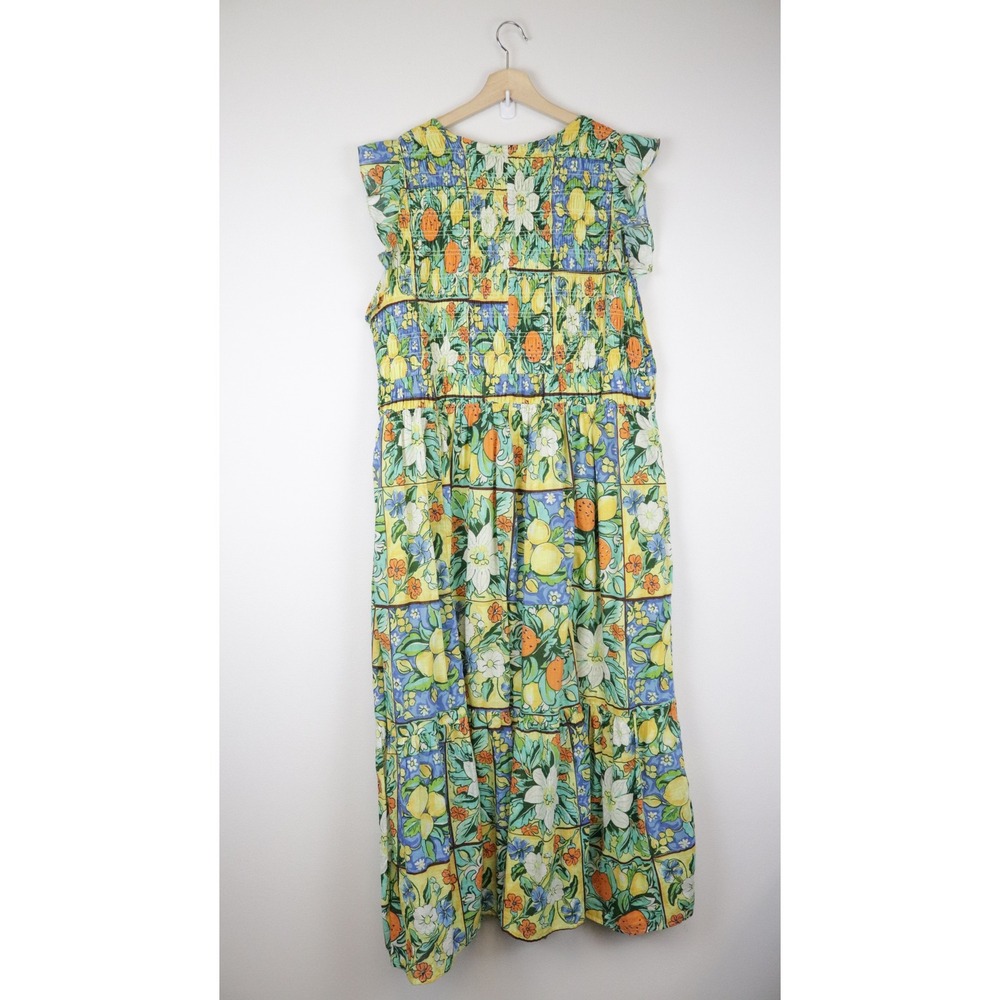 Anthropologie Peregrine Flutter Sleeve Maxi Dress Citrus Floral Holly Print 2X - Picture 3 of 11